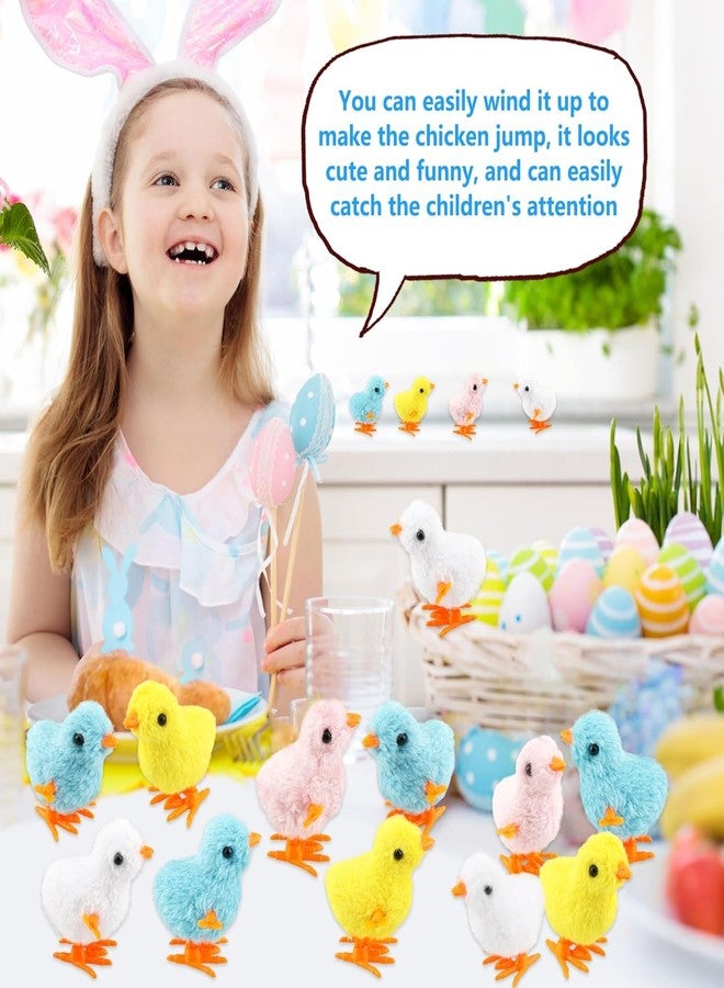 FEDDEBunny and Jumping Chick Wind Up Toys Novelty Chicken Hopping Windup Toy for Kids Toddlers Adult Easter Egg Hunt Basket Stocking Stuffers Party Gifts [AssortedColor][4-PIC] (24 PIC-Jumping Chick) - Image 2